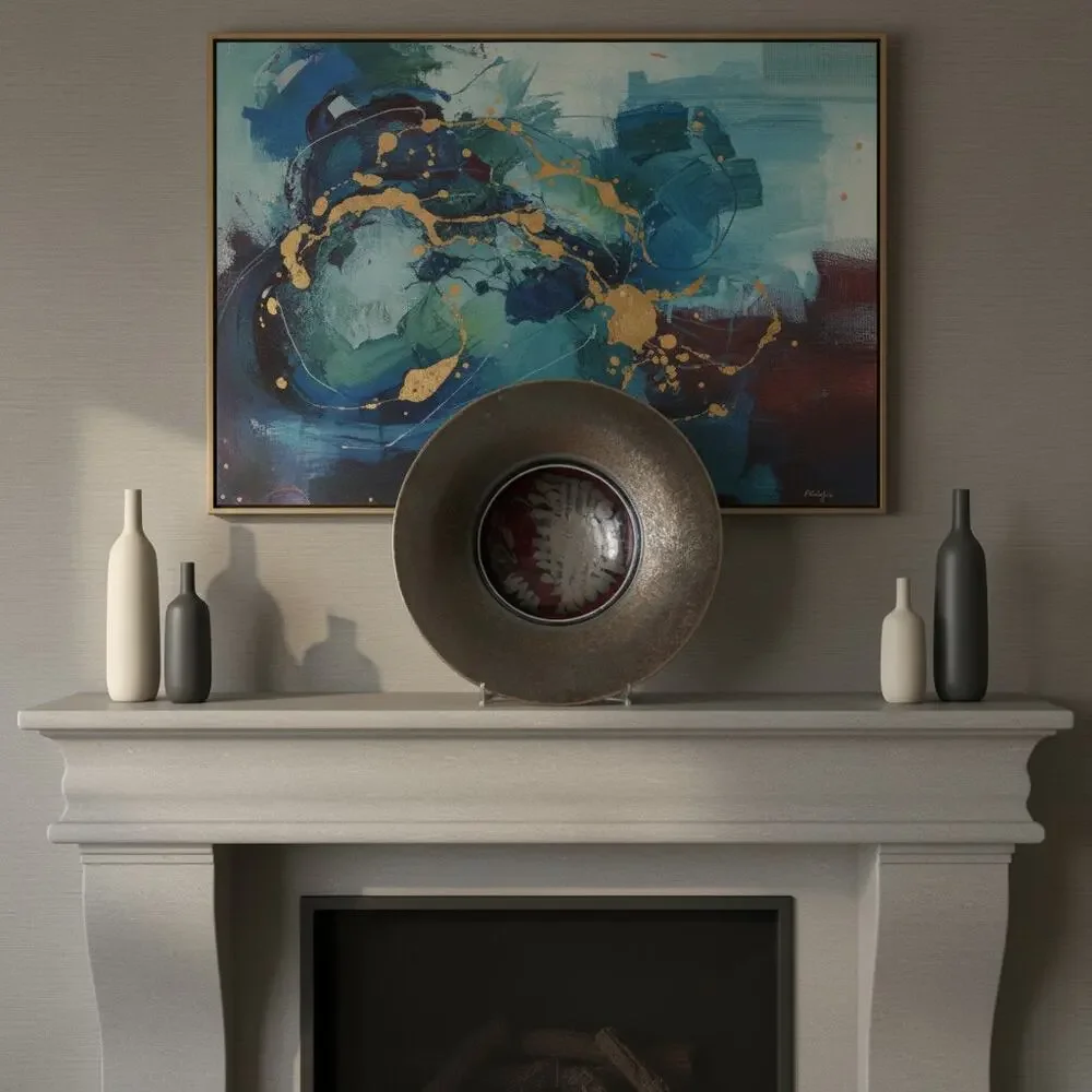 Monumental Signed Raku Pottery Bowl-Wall Hanging-Studio Art Centerpiece-Modern
